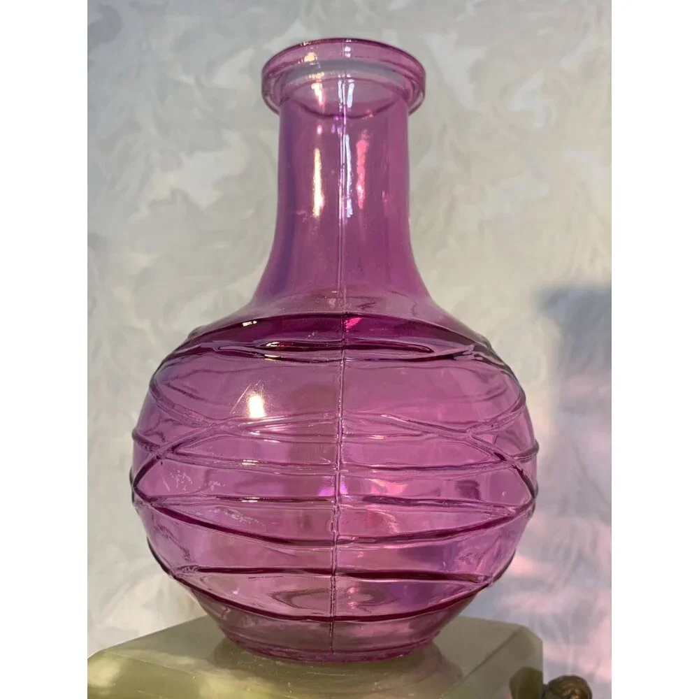 Vibrant Pink‎ Clear Art Glass Small Round Vase 6